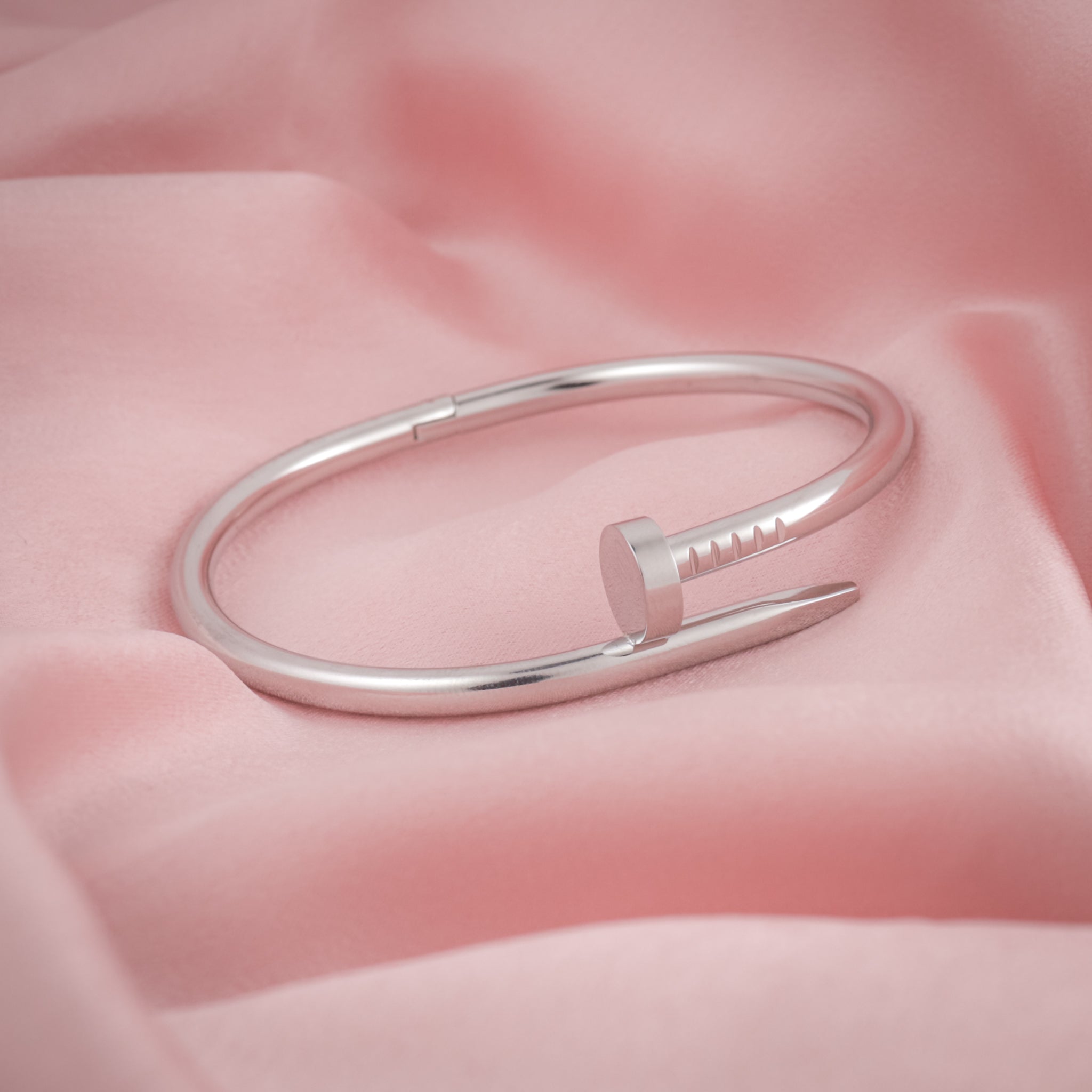 Nail Bangle Bracelet Silver