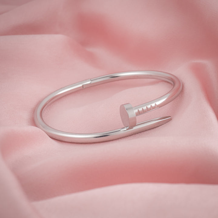 Nail Bangle Bracelet Silver