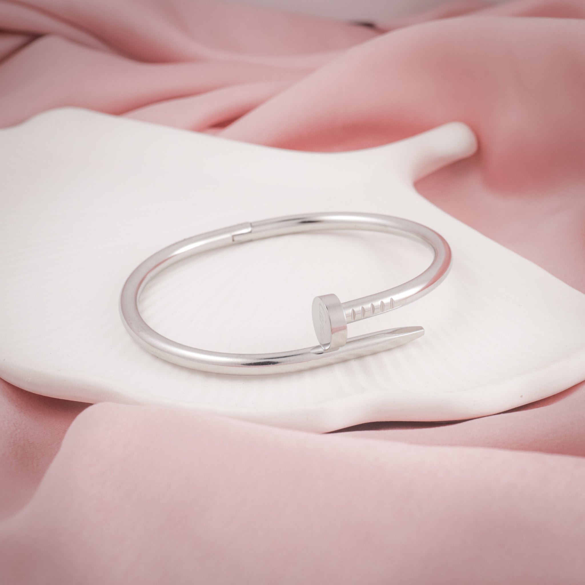 Nail Bangle Bracelet Silver