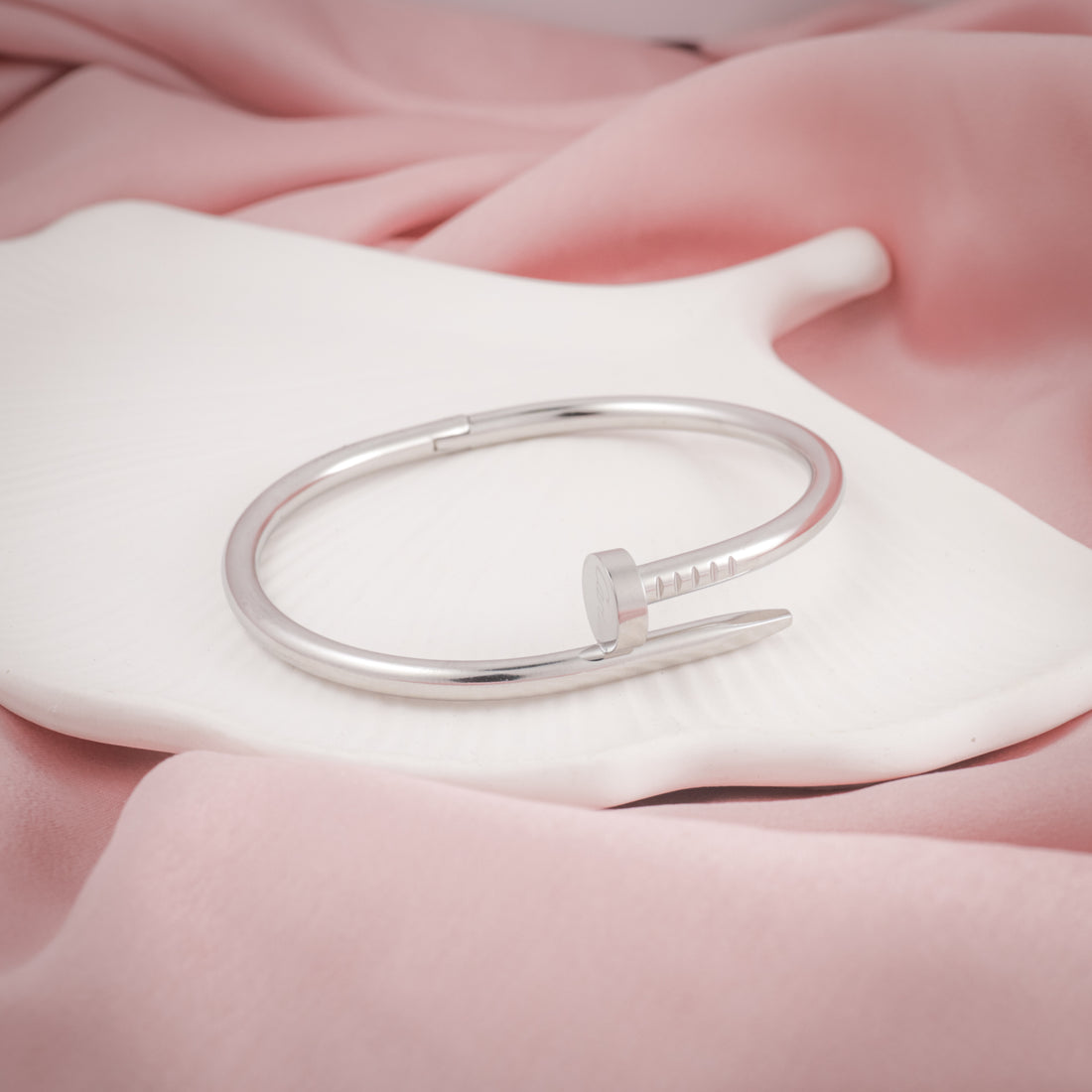 Nail Bangle Bracelet Silver