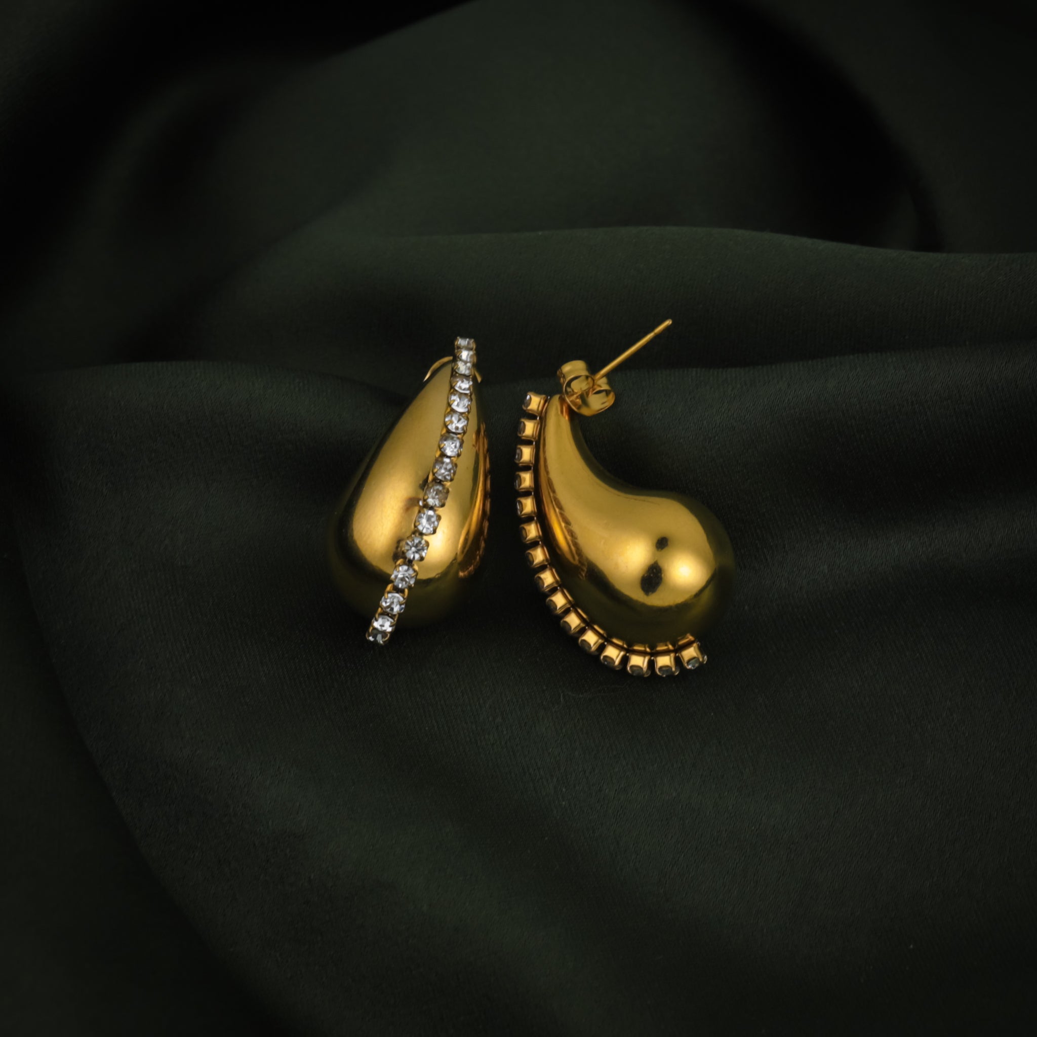 Crystal Drop Earrings - Gold