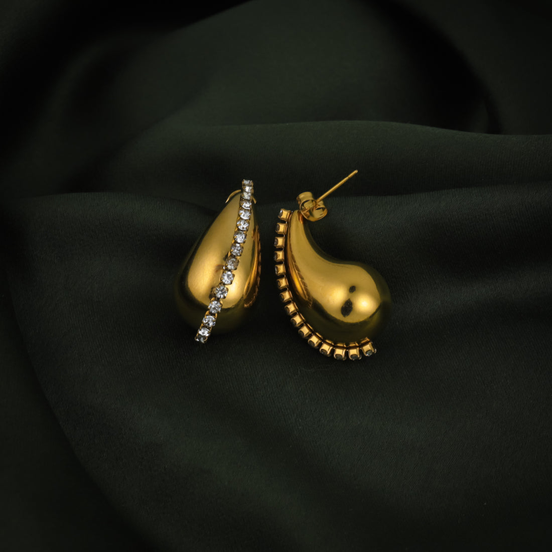 Crystal Drop Earrings - Gold