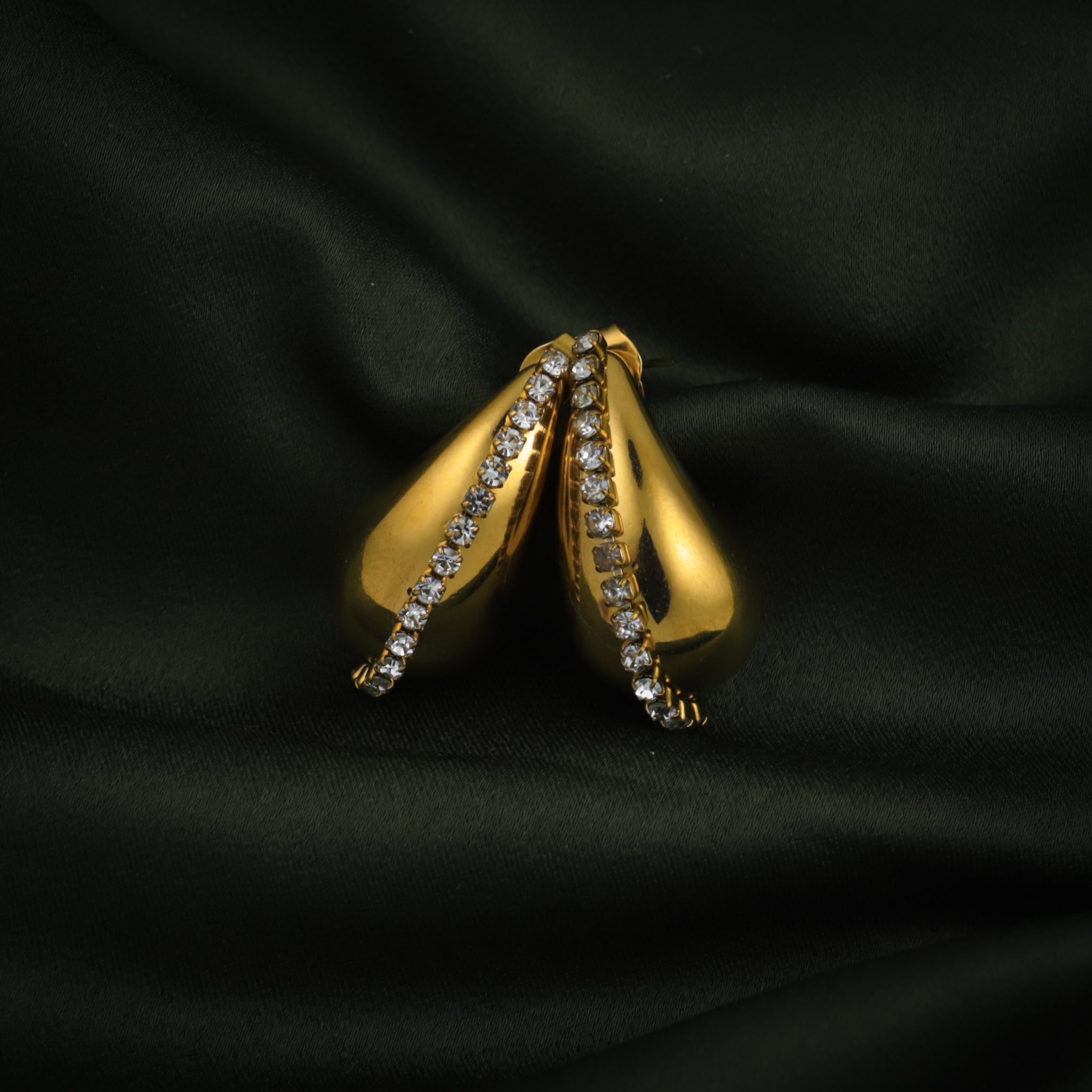 Crystal Drop Earrings - Gold